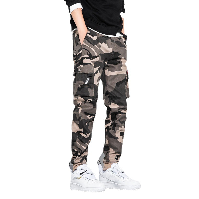 Herren Camouflage Cargo-Jogginghose mit Tapered-Schnitt, elastischem Bund und Multifunktionstaschen Nord Taschen