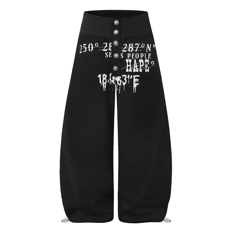 Damen Culotte-Loungehose mit hohem Rippbund, vorderer Zierknopfleiste und verstellbarem Saum Nord Taschen