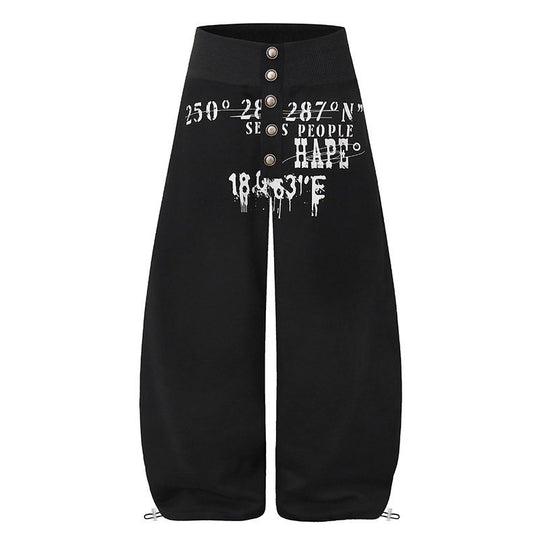 Damen Culotte-Loungehose mit hohem Rippbund, vorderer Zierknopfleiste und verstellbarem Saum Nord Taschen