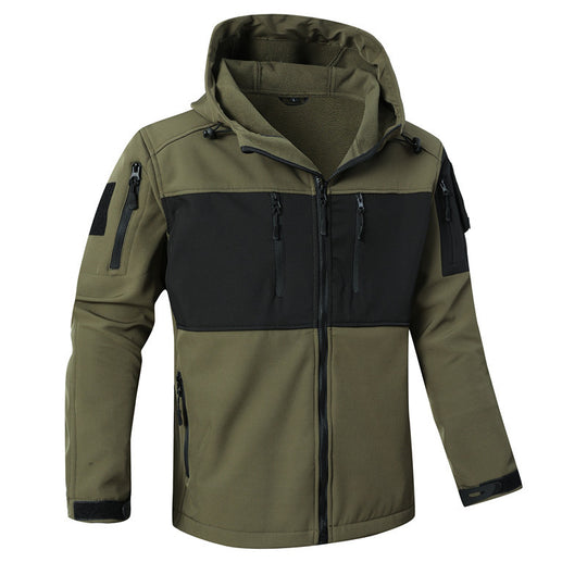 Herren Softshell-Tactical Jacke mit Fleece-Innenfutter, Kapuze und Multifunktionstaschen Nord Taschen