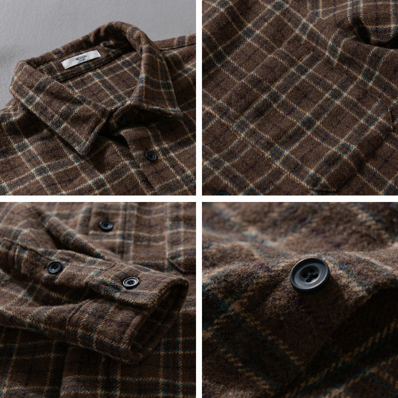Herren Lockeres Flanell-Hemdjacken-Overshirt mit weichem Griff und aufgesetzter Brusttasche Nord Taschen