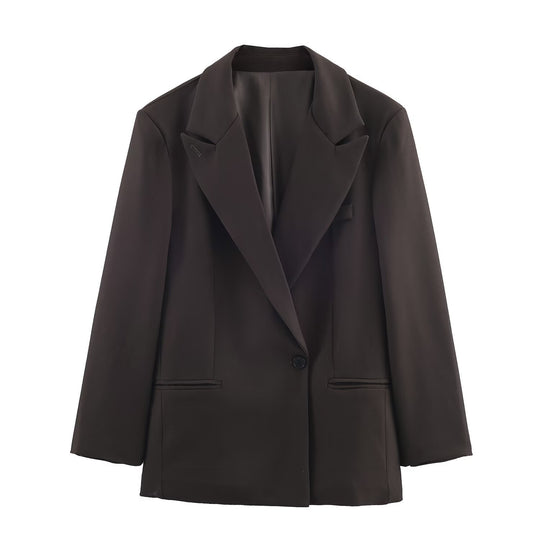 Damen Taillierter Longline-Blazer mit fallendem Revers und Ein-Knopf-Verschluss Nord Taschen