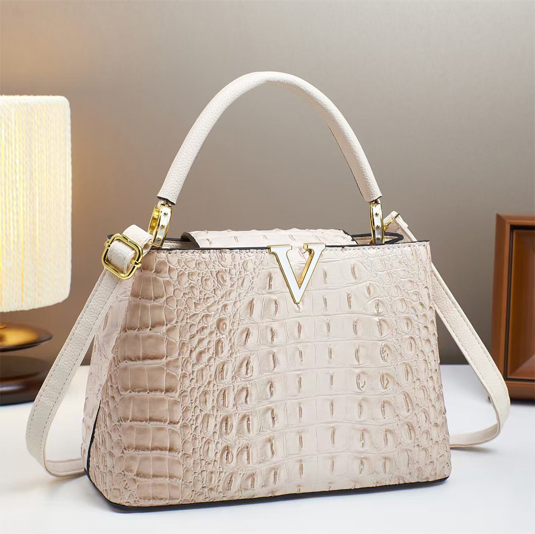 Damen Designer-Handtasche mit luxuriösem Krokodil-Look und elegantem Verschluss Nord Taschen