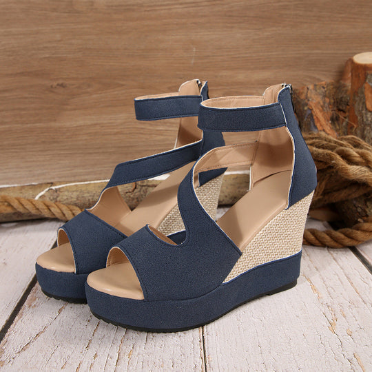 Damen Keil-Sandalen mit atmungsaktiven Riemen und rutschfester Sohle