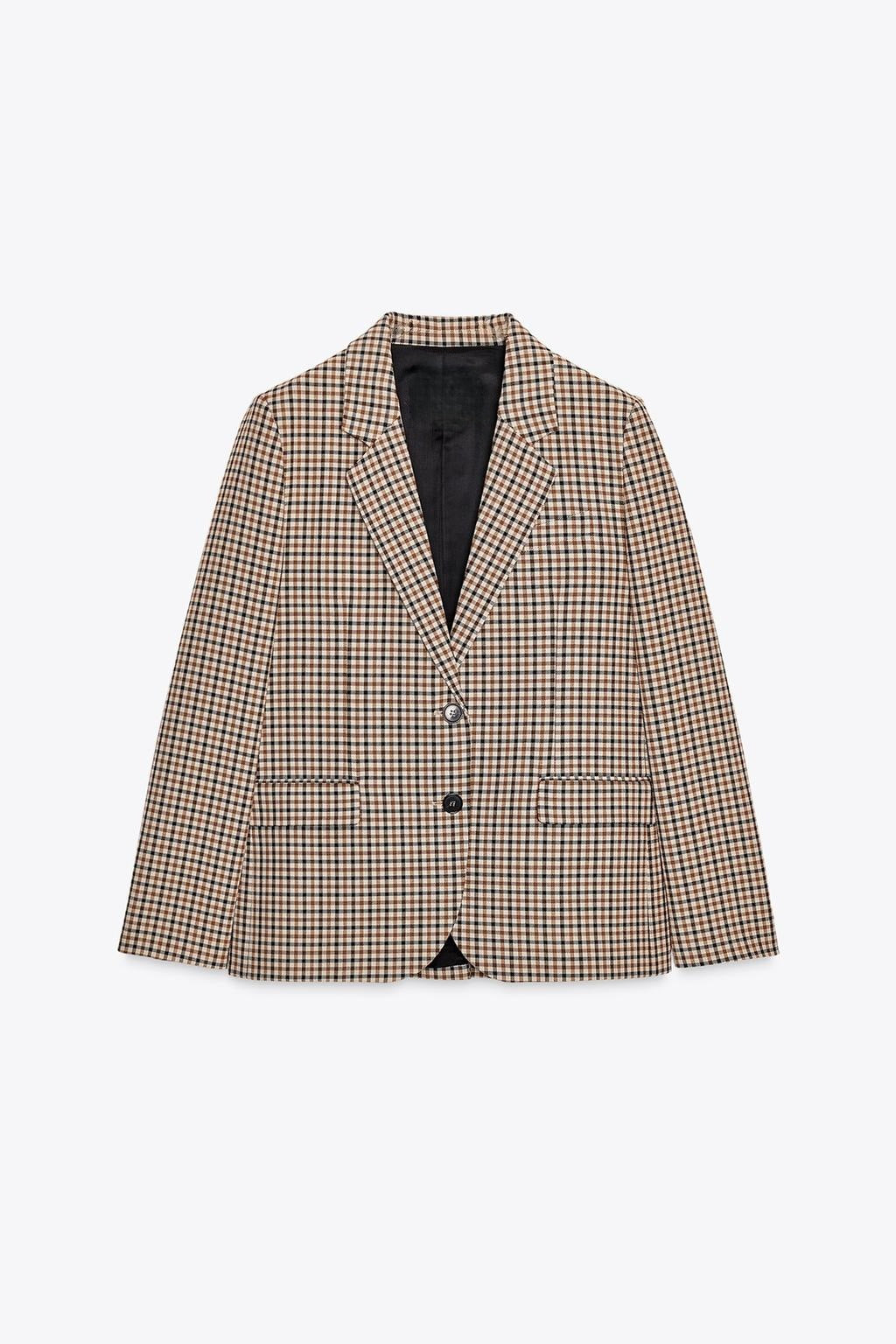 Damen Karo-Sakko im modernen Tailoring mit Reverskragen, zwei-Knopf-Verschluss und gefütterten Pattentaschen Nord Taschen