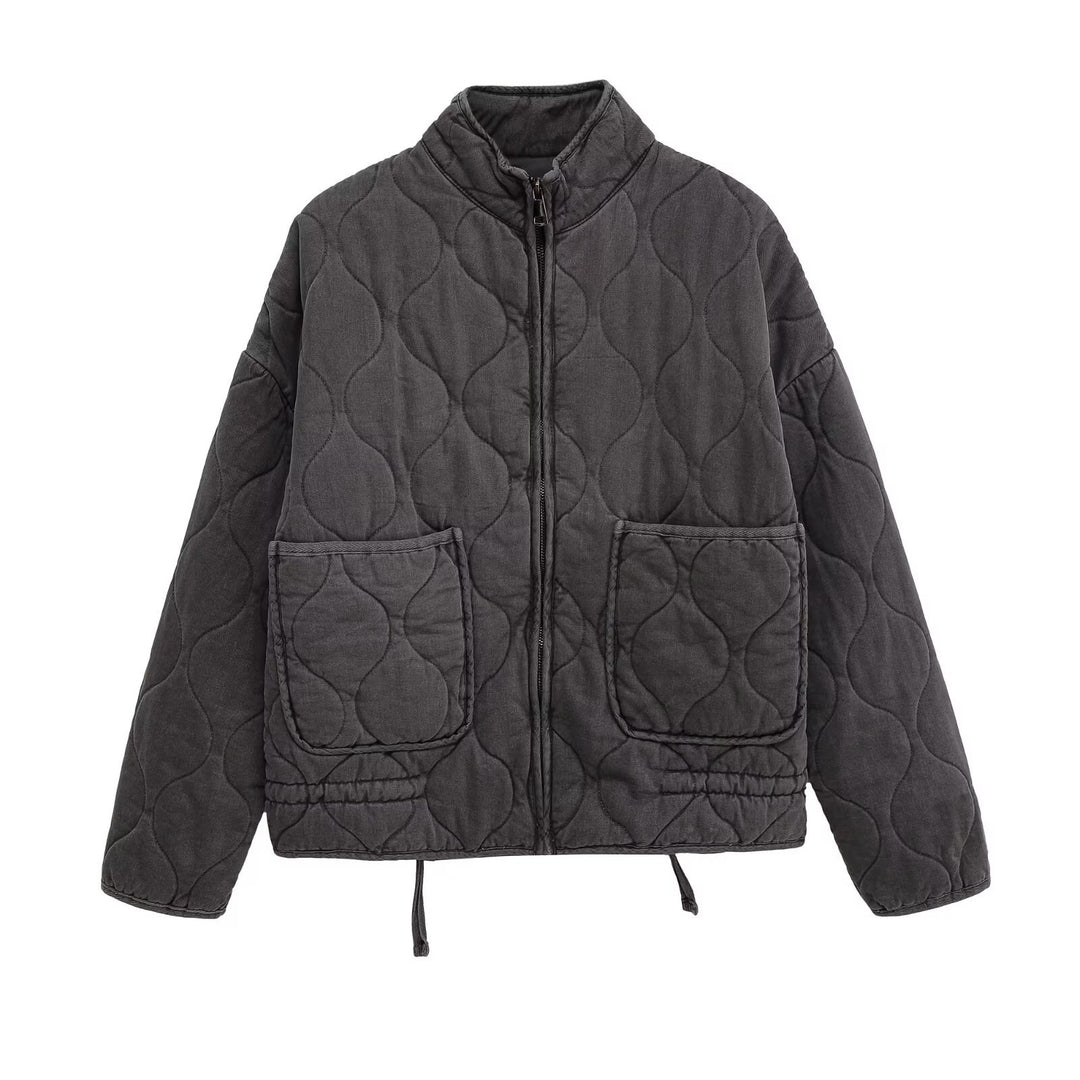 Damen Steppjacke mit Stehkragen, Kissensteppung und Tunnelzug Nord Taschen