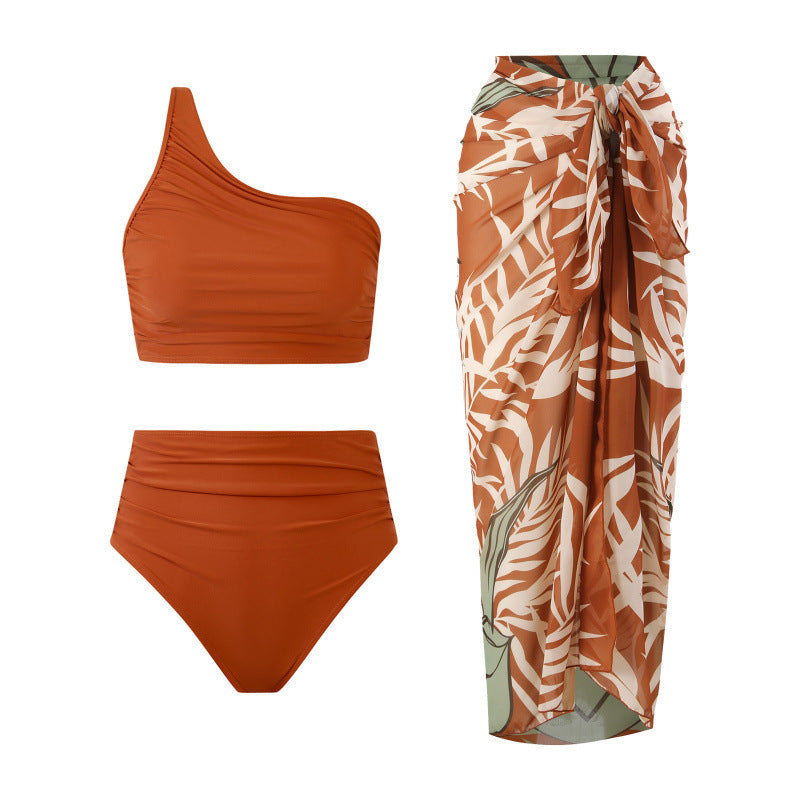 Damen Bikini-Set mit elegantem asymmetrischen Oberteil und hohem Taillenslip