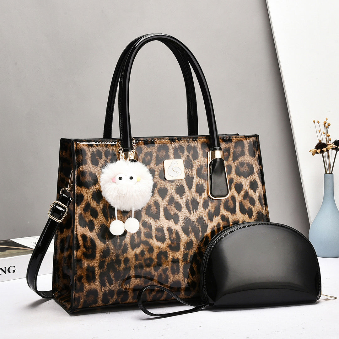 Damen Handtasche mit elegantem Leopardenmuster und abnehmbarer Clutch Nord Taschen
