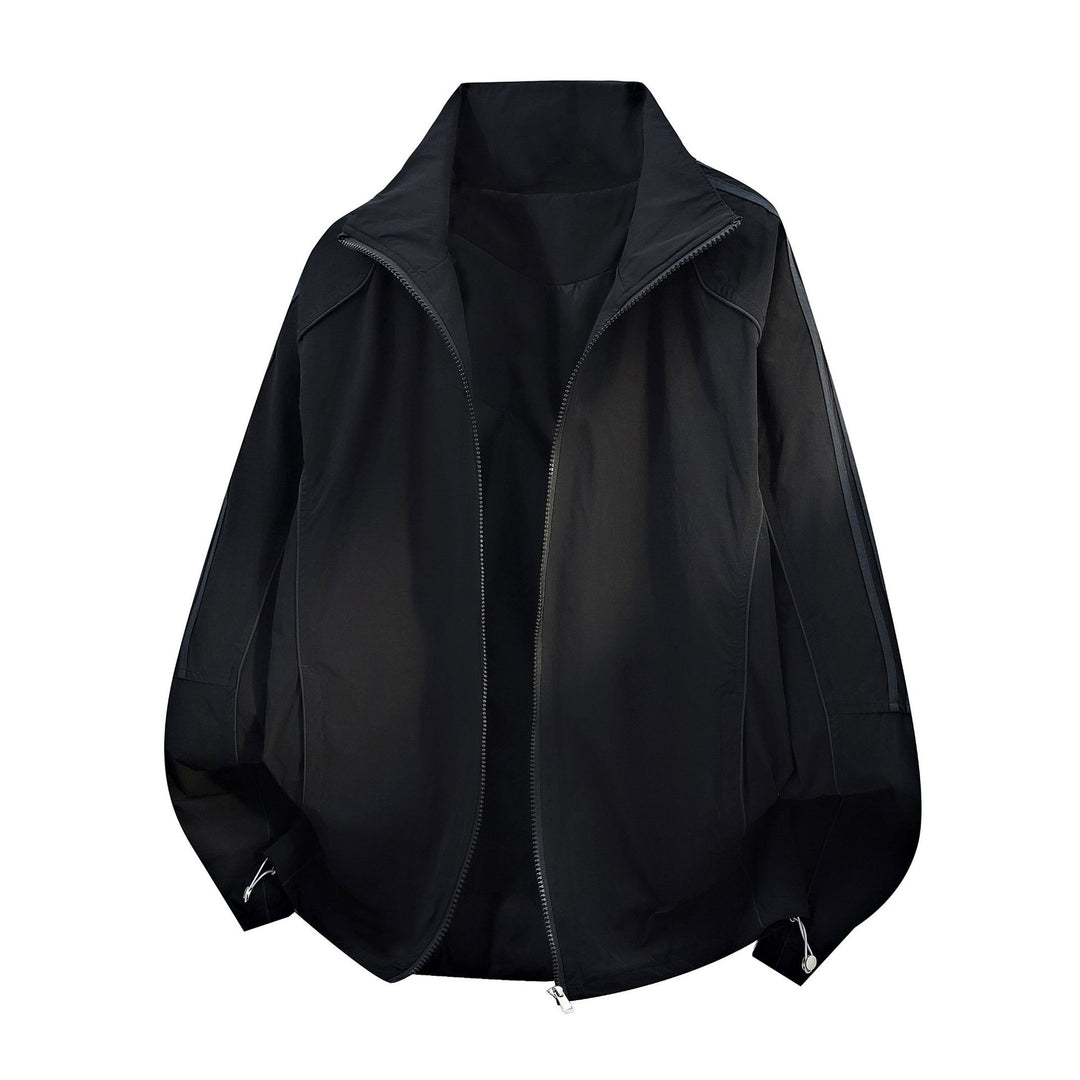 Damen Leichte Oversize-Windjacke mit Stehkragen, Kordelzug und elastischen Bündchen Nord Taschen