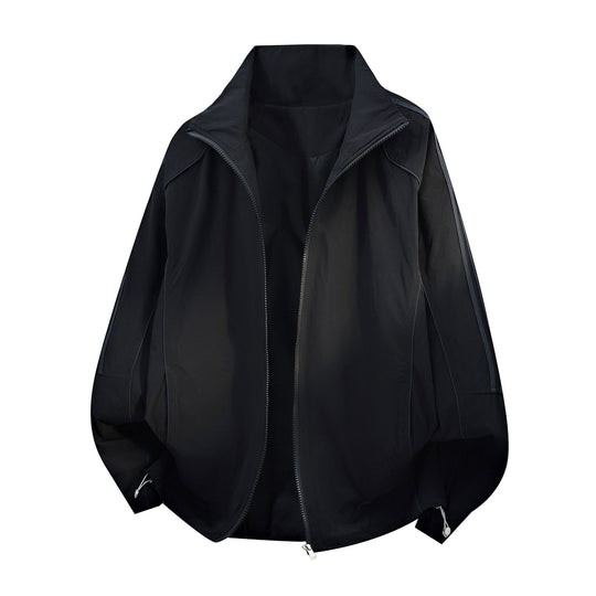 Damen Leichte Oversize-Windjacke mit Stehkragen, Kordelzug und elastischen Bündchen Nord Taschen