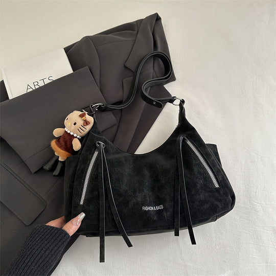 Damen modische Schultertasche mit dekorativen Reißverschlüssen Nord Taschen