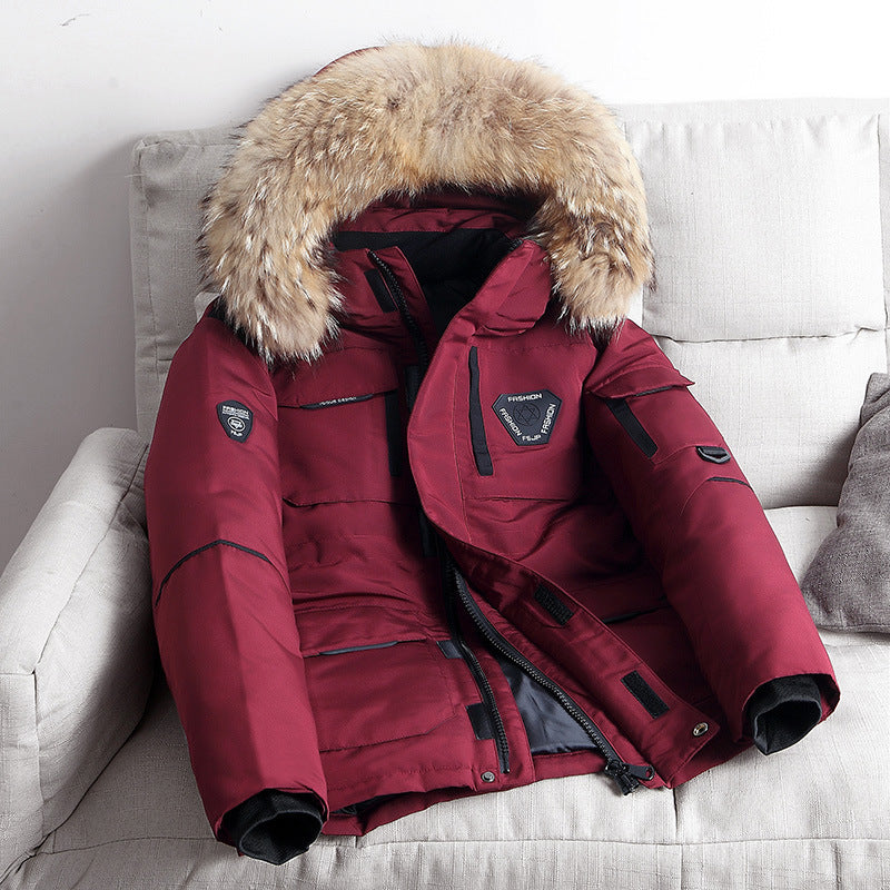 Herren Robuster Winterparka mit Kunstfellkapuze, wattierter Thermofütterung und Multifunktionstaschen Nord Taschen
