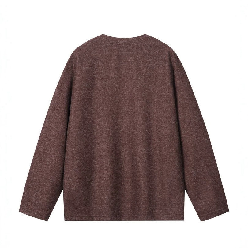 Herren Oversize Sweatshirt mit V-Ausschnitt und melierter Struktur Nord Taschen