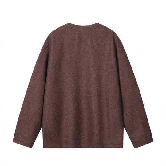Herren Oversize Sweatshirt mit V-Ausschnitt und melierter Struktur Nord Taschen