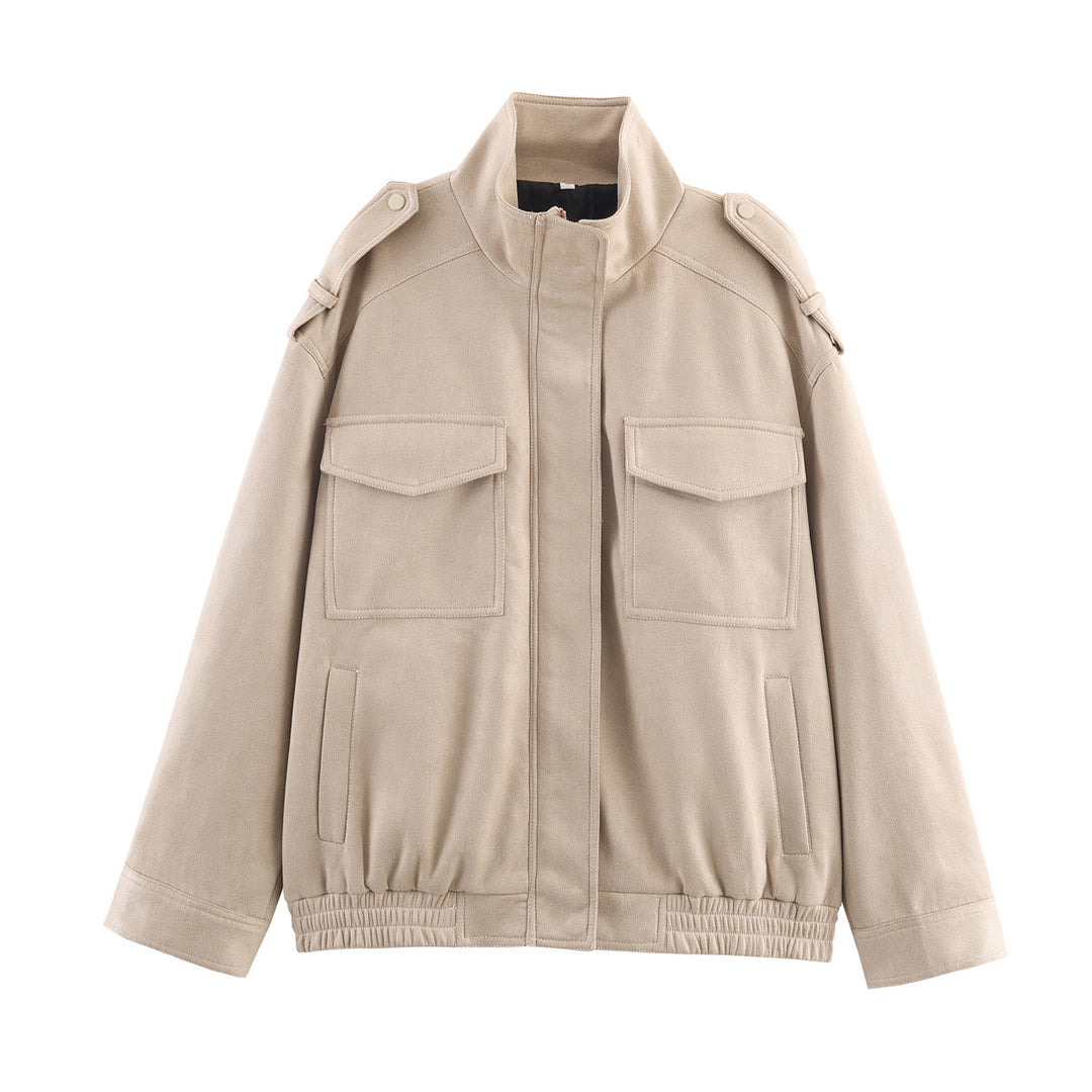 Herren Fieldjacke im utilitaristischen Stil mit Stehkragen, Schulterklappen und aufgesetzten Pattentaschen Nord Taschen