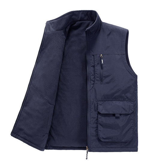 Herren Multifunktionale Outdoor-Utility-Weste mit Microfleece‑Innenlage und Mehrfachtaschen Nord Taschen