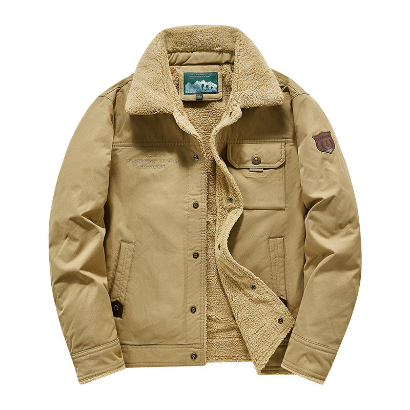 Men's  rugged sherpa-lined canvas chore jacket with stand collar and button-flap chest pocket Nord Taschen