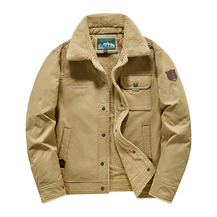 Men's  rugged sherpa-lined canvas chore jacket with stand collar and button-flap chest pocket Nord Taschen