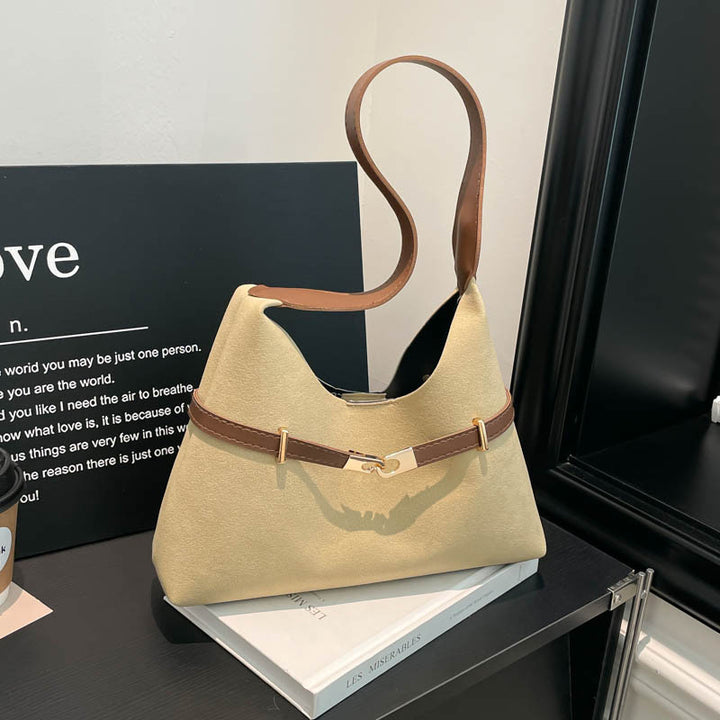 Damen modische Wildleder-Umhängetasche mit kontrastierendem Gurt Nord Taschen