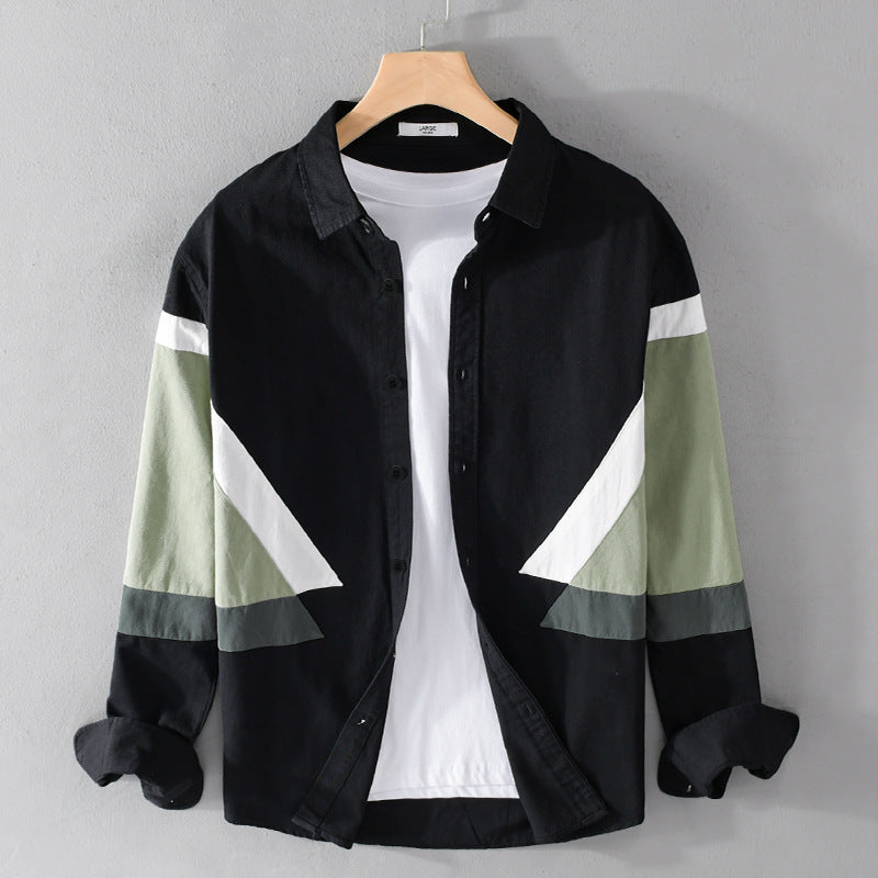 Herren Colorblock-Hemd aus Baumwollmix mit langen Ärmeln und kontrastierenden Paneelen Nord Taschen