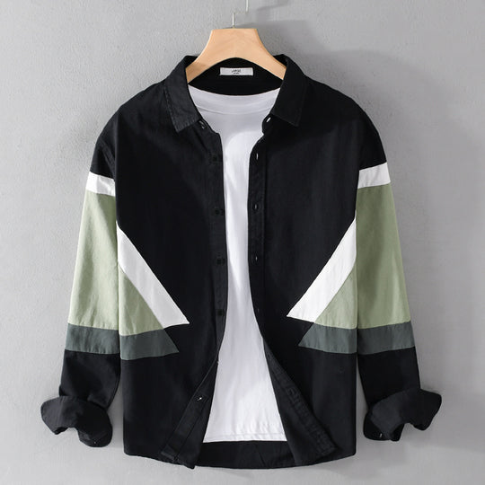 Herren Colorblock-Hemd aus Baumwollmix mit langen Ärmeln und kontrastierenden Paneelen Nord Taschen