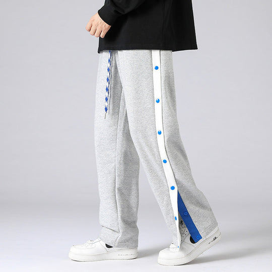 Herren Weite Sweatpants mit seitlichem Druckknopfverschluss, Kordelzug & kontrastierten Einsätzen Nord Taschen
