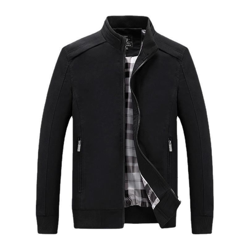 Herren leichter Reißverschluss-Blouson mit kariertem Innenfutter, Rippbündchen und Stehkragen Nord Taschen