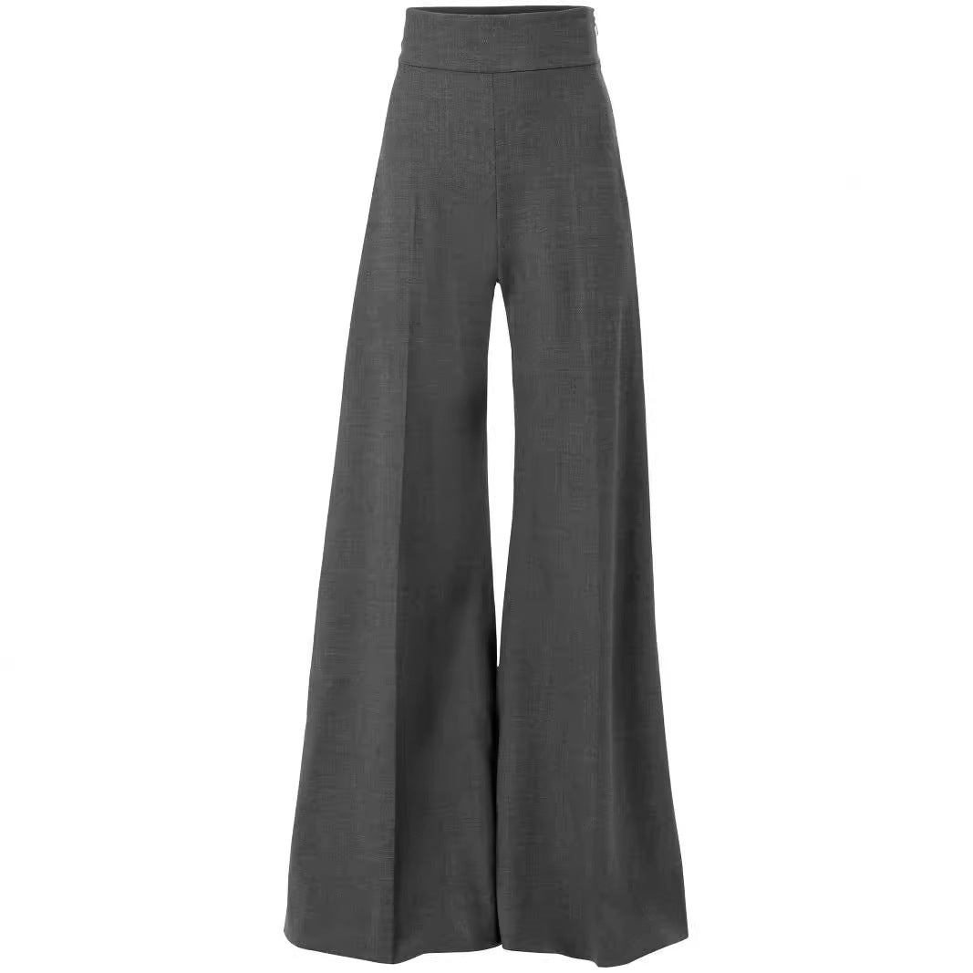 Damen High‑Waist ultraweite Palazzo‑Hose mit Bügelfalte und Bodensaum Nord Taschen