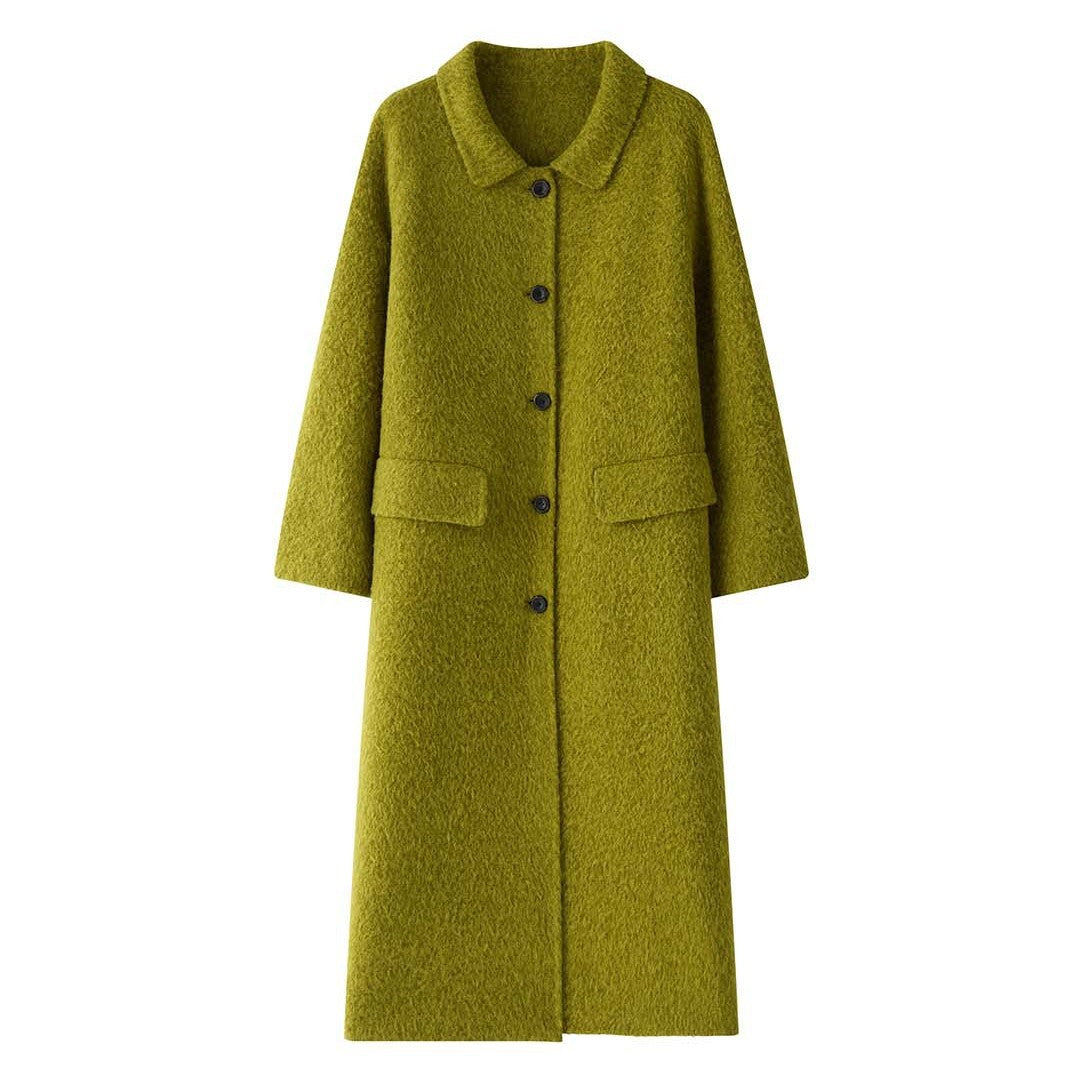 Damen Weit geschnittener Wollmix‑Mantel mit Boucléstruktur und aufgesetzten Taschen Nord Taschen
