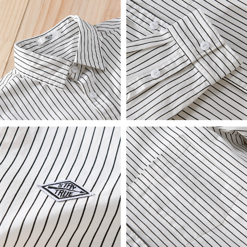 Herren Vertikalgestreiftes Relaxed-Fit Hemdjacken-Overshirt aus leichtem Baumwollmix Nord Taschen