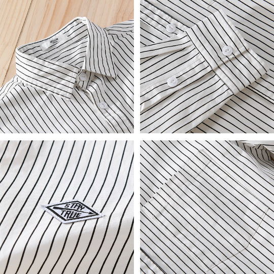 Herren Vertikalgestreiftes Relaxed-Fit Hemdjacken-Overshirt aus leichtem Baumwollmix Nord Taschen