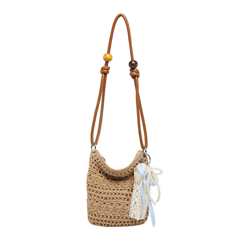 Damen Häkelhandtasche mit dekorativem Bogen Nord Taschen