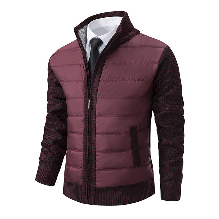 Herren gesteppte Hybrid-Strickjacke mit Stehkragen Reißverschluss und Eingrifftaschen Nord Taschen