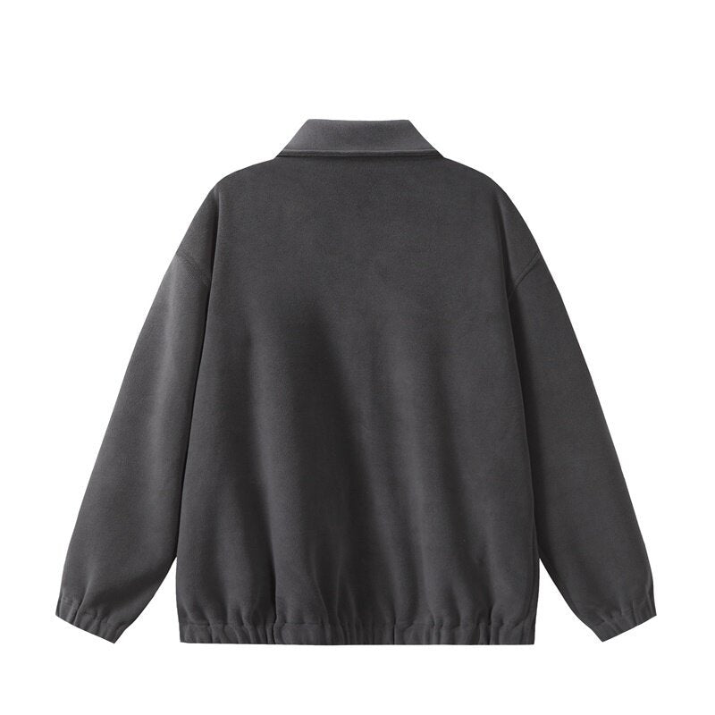 Unisex Fleece‑Blousonjacke im Boxy‑Cut mit Hemdkragen, durchgehendem Reißverschluss und elastischem Saum Nord Taschen