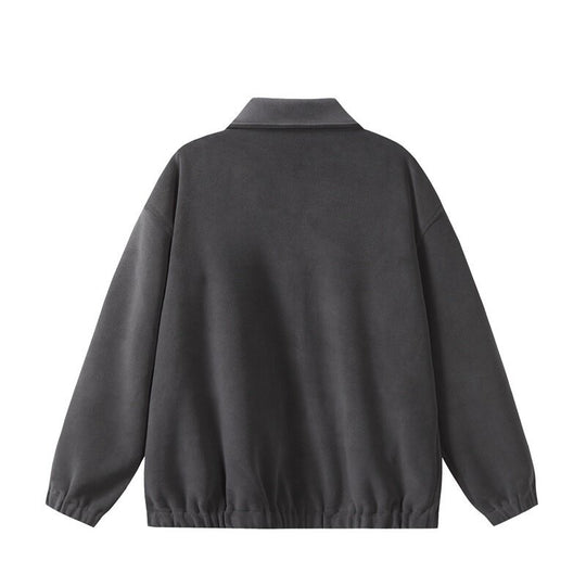 Unisex Fleece‑Blousonjacke im Boxy‑Cut mit Hemdkragen, durchgehendem Reißverschluss und elastischem Saum Nord Taschen
