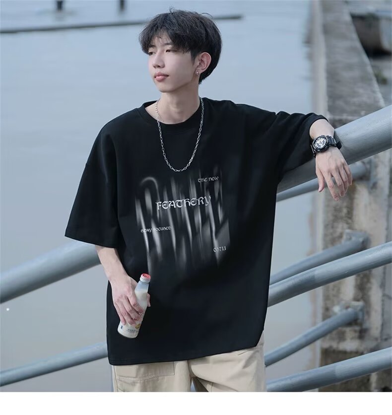 Herren Übergrößes T-Shirt mit kreativem Druck Nord Taschen