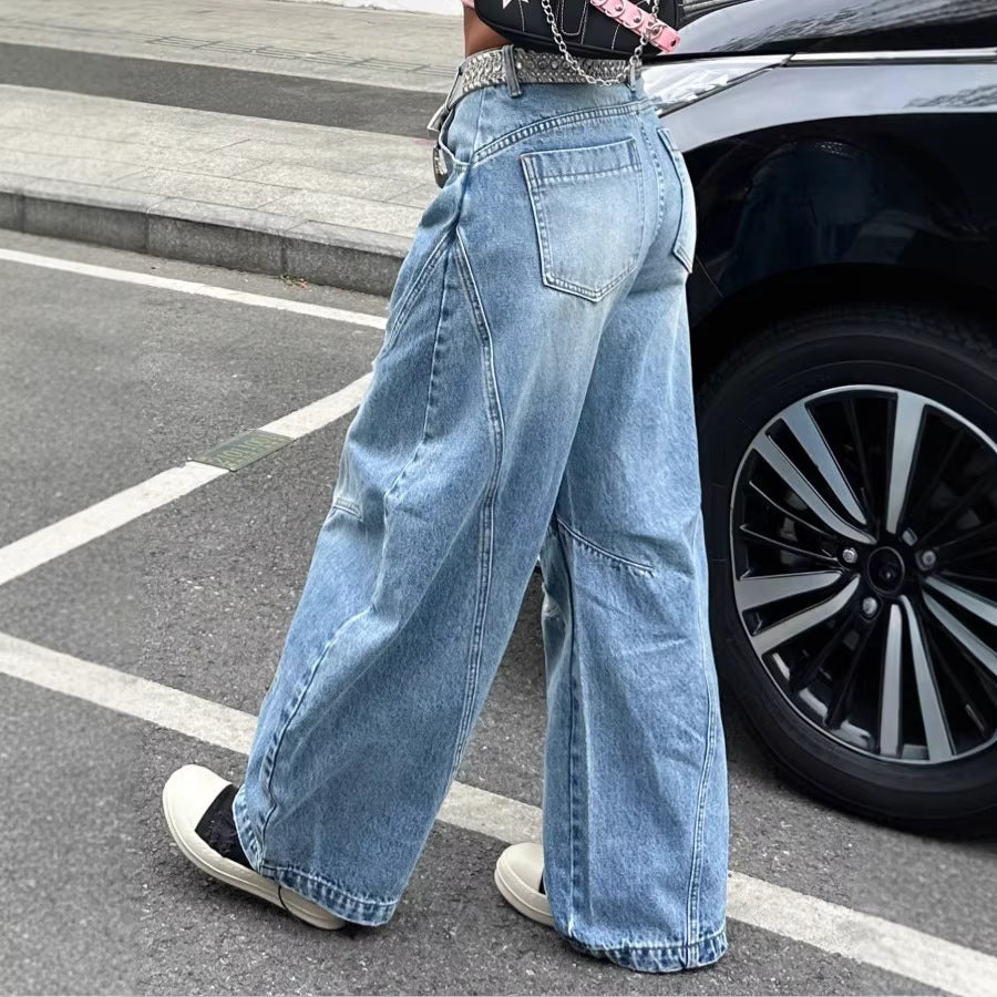 Damen Baggy-Denimhose mit markanten Nahtpaneelen und extra weitem Wide‑Leg Nord Taschen