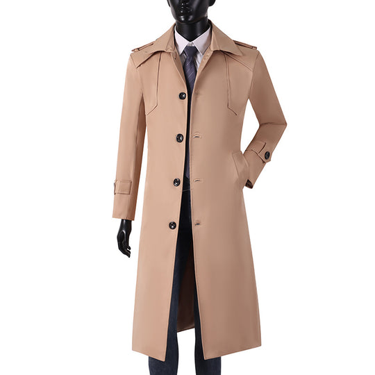 Herren Lang geschnittener Trenchcoat mit klassischem Revers und wasserabweisendem Finish Nord Taschen