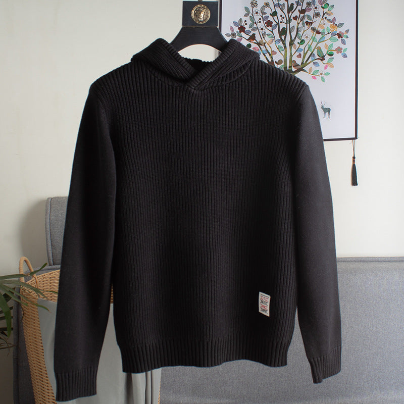 Herren Grobgerippter Kapuzenpullover mit glatten Ärmeln und geripptem Saum Nord Taschen