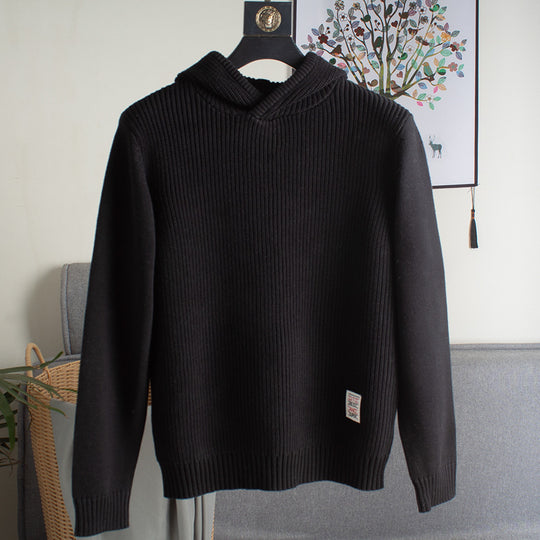 Herren Grobgerippter Kapuzenpullover mit glatten Ärmeln und geripptem Saum Nord Taschen