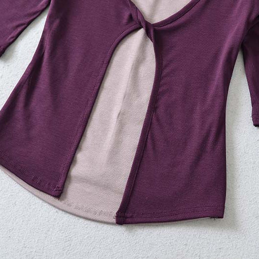 Damen Lagen‑Look Shirt mit Knotenfront, Dreiviertelärmel und integriertem Untertop Nord Taschen