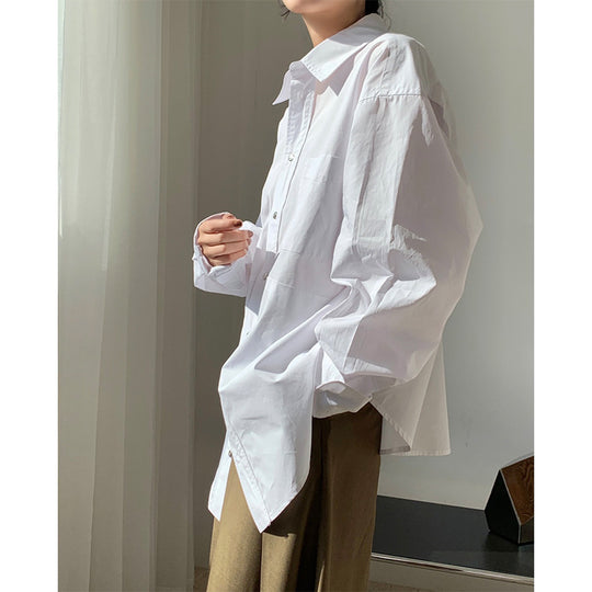 Damen Oversize-Longline-Hemd mit asymmetrischem Saum und kastiger Popeline-Silhouette Nord Taschen