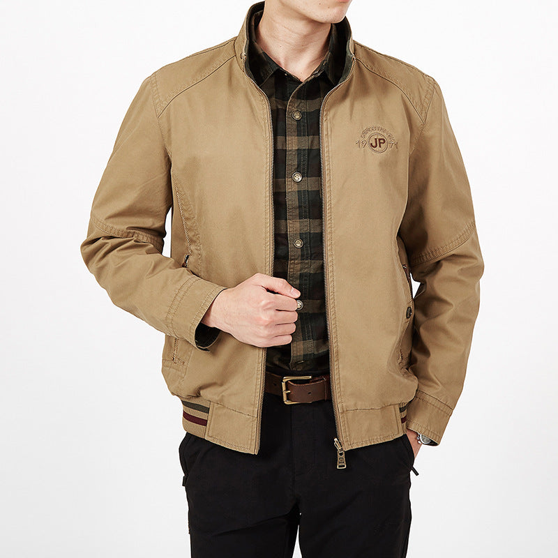 Herren leichte Canvas-Übergangsjacke mit gesteppter Schulterpasse und Reißverschluss Nord Taschen