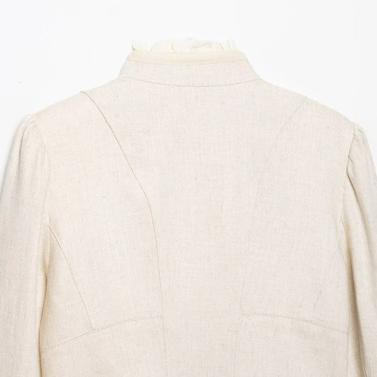Damen Cropped Jacke mit Stehkragen, Biesenärmeln und Rüschenblende Nord Taschen