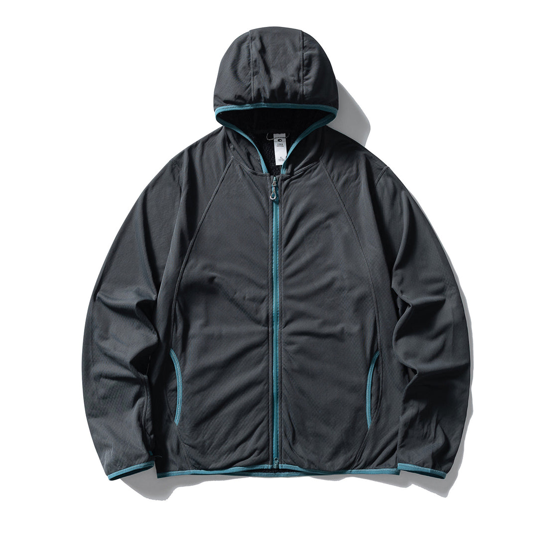 Unisex Leichte Kapuzen‑Fleecejacke mit Raglanärmeln und kontrastierter Kantenverarbeitung Nord Taschen