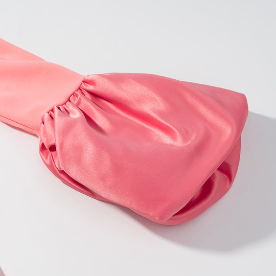 Damen Maxikleid mit Stehkragen und gerafften Volantärmeln Nord Taschen