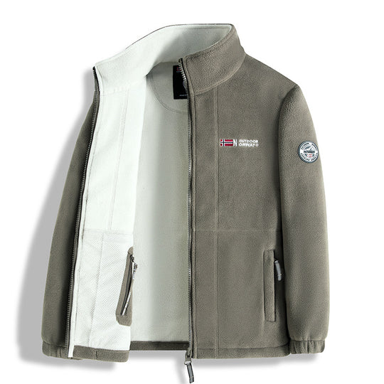 Herren Fleecejacke mit Microfleece-Innenfutter, Stehkragen und Zwei-Wege-Reißverschluss Nord Taschen