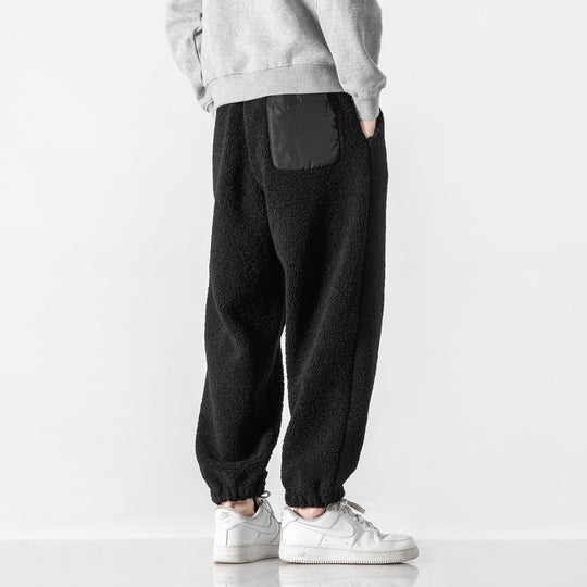 Herren Teddy-Fleece-Jogginghose mit elastischem Bund, Kordelzug und Bündchen Nord Taschen