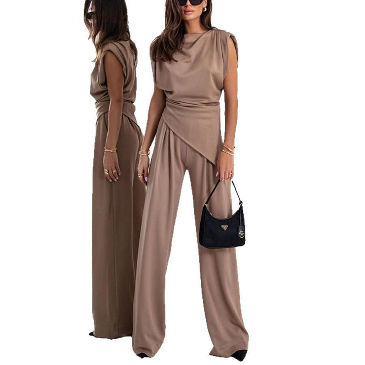 Damen Eleganter Jumpsuit mit asymmetrischem Schnitt und weitem Bein