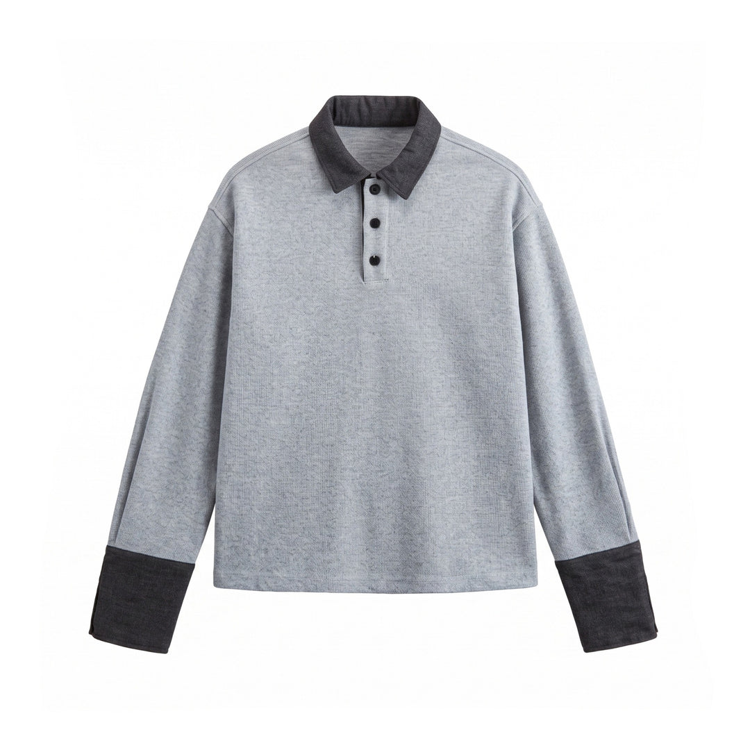 Unisex Boxy‑Polo‑Sweatshirt mit Kontrastkragen und verlängerten Ärmelbündchen Nord Taschen